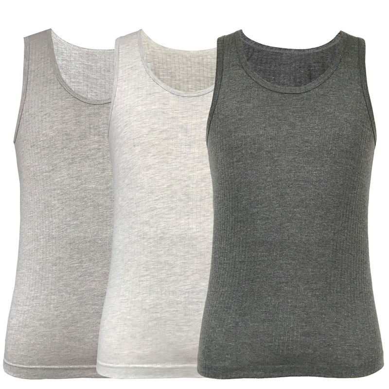 زیرپوش رکابی مردانه آریان نخ باف مدل ملانژ سوزن خالی کد 1115 مجموعه 3 عددی